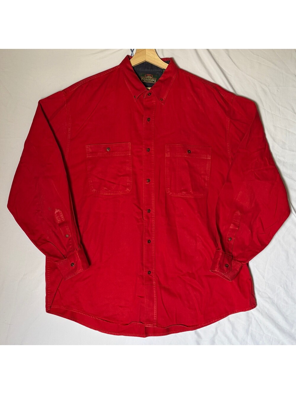 Vintage Button Down Red Thick Cotton Winter